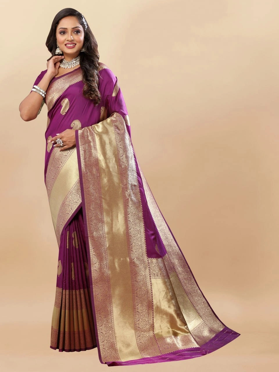 Soft Silk Saree with Rich Zari Weaving Pallu and Border