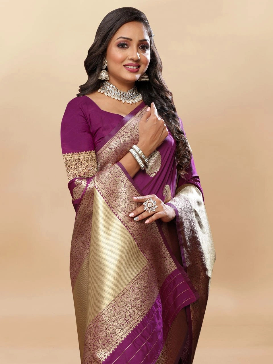Soft Silk Saree with Rich Zari Weaving Pallu and Border