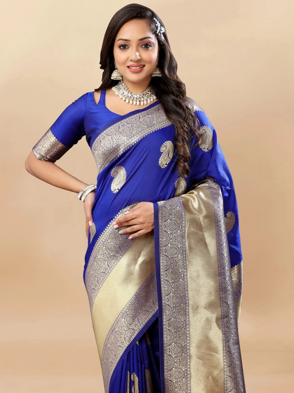 Soft Silk Saree with Rich Zari Weaving Pallu and Border