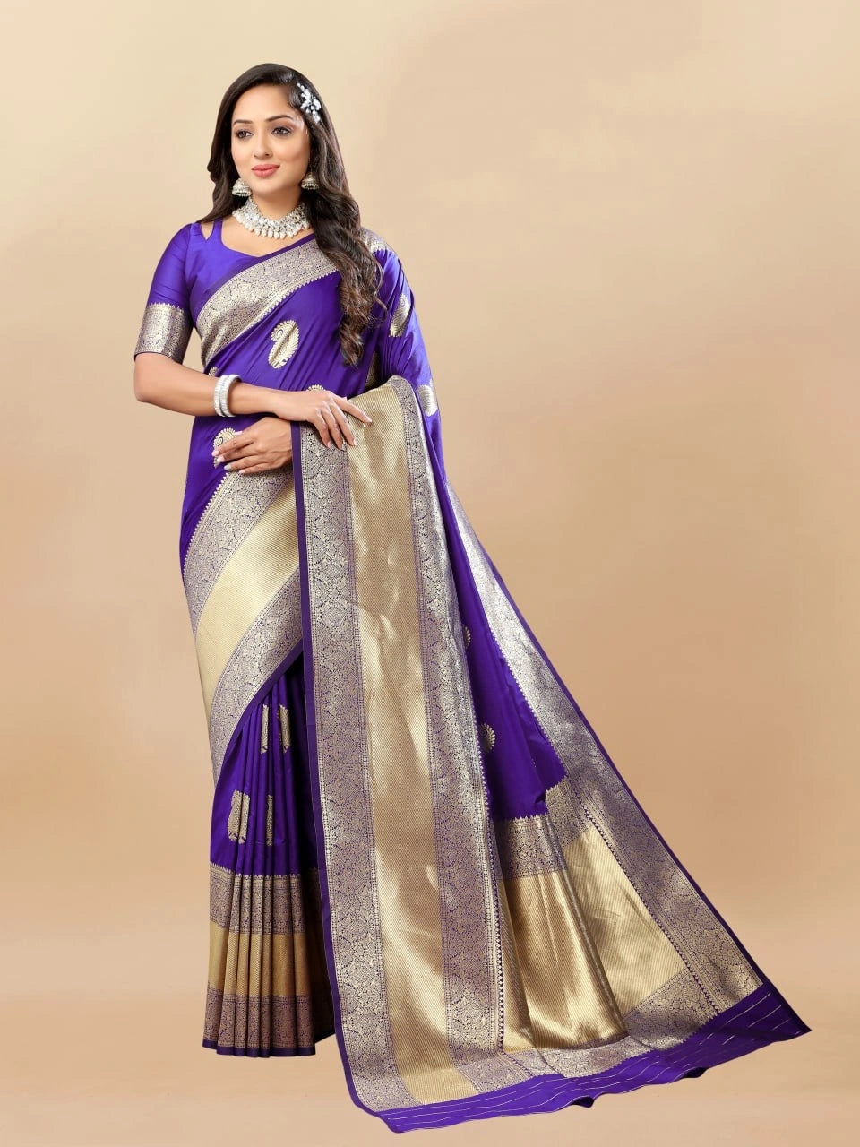 Soft Silk Saree with Rich Zari Weaving Pallu and Border