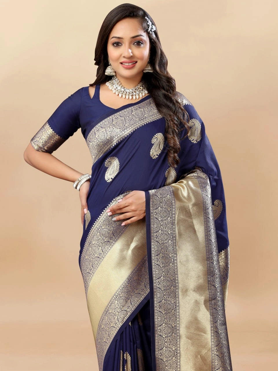 Soft Silk Saree with Rich Zari Weaving Pallu and Border