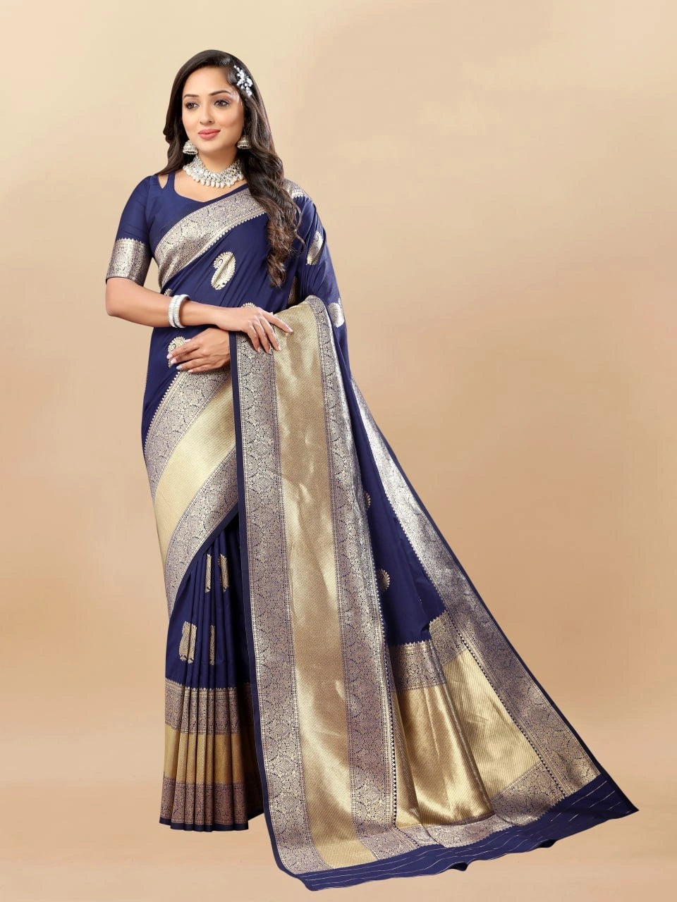 Soft Silk Saree with Rich Zari Weaving Pallu and Border