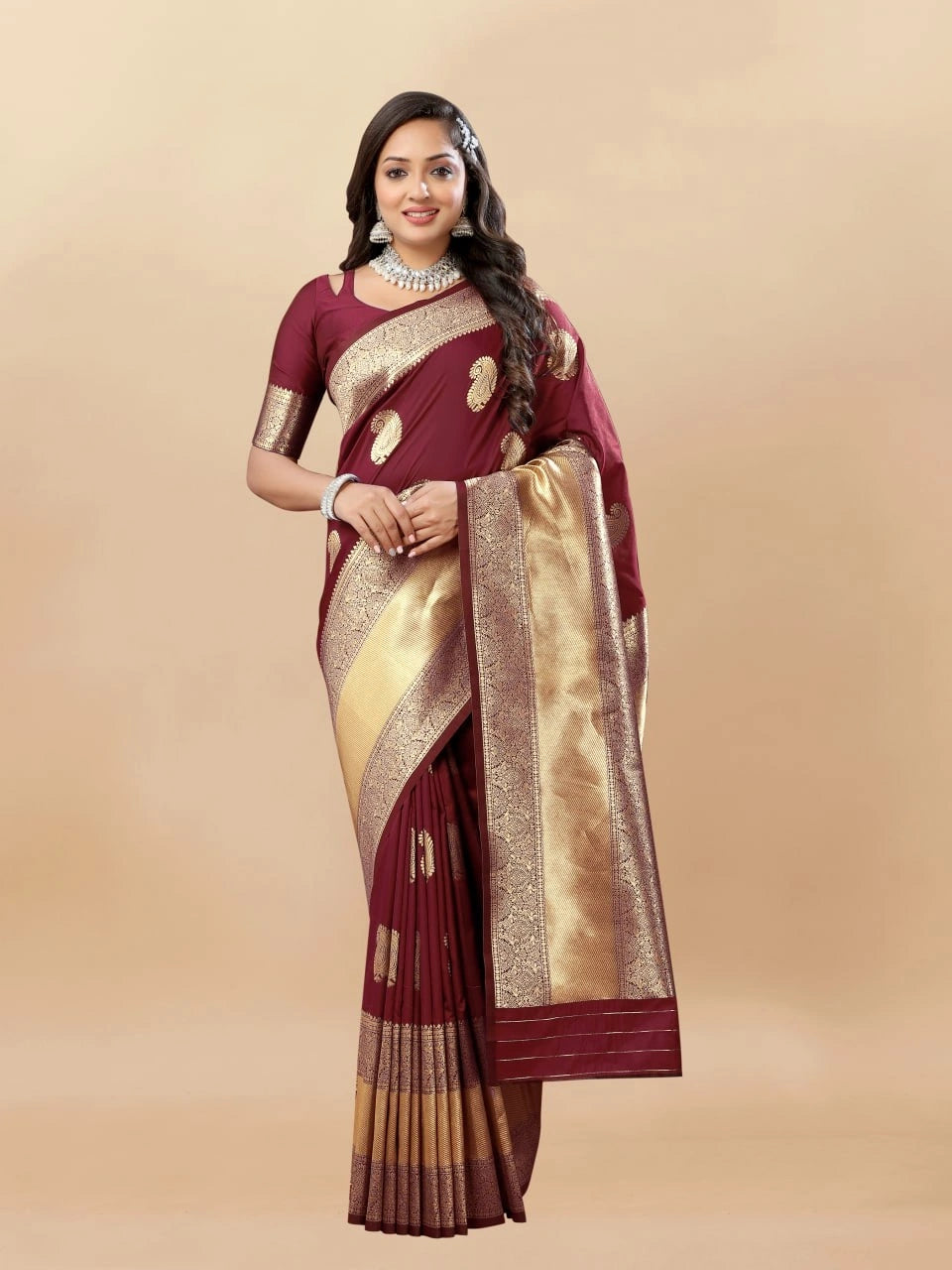 Soft Silk Saree with Rich Zari Weaving Pallu and Border