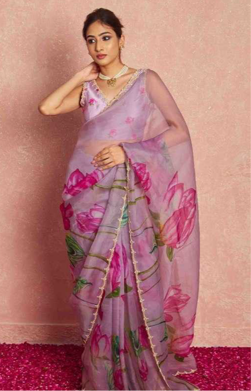 Soft Organza Saree With Beautiful Floral Print