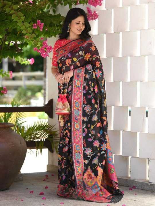 Stylish Banarasi Soft Silk Saree with Kashmiri Weaving