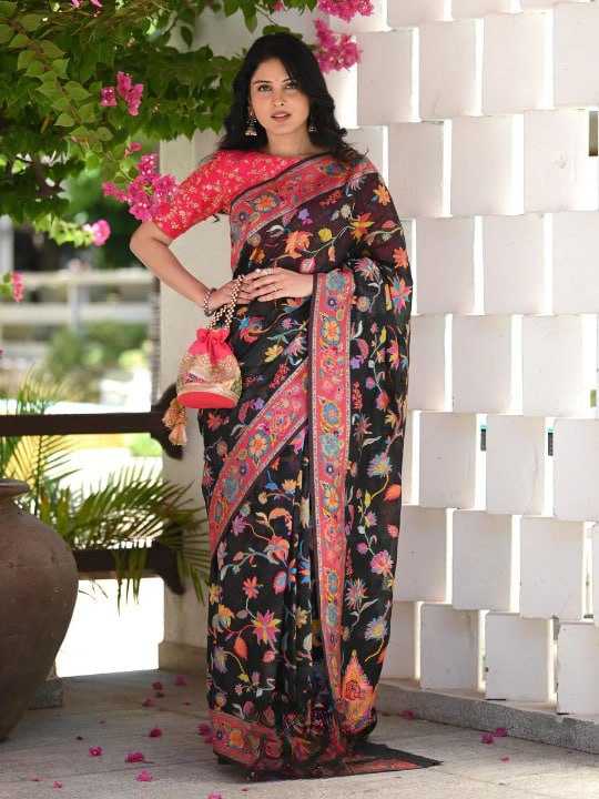 Stylish Banarasi Soft Silk Saree with Kashmiri Weaving