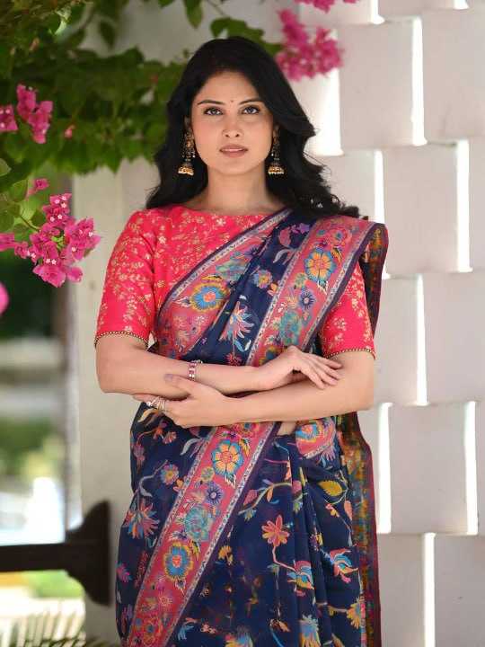Stylish Banarasi Soft Silk Saree with Kashmiri Weaving