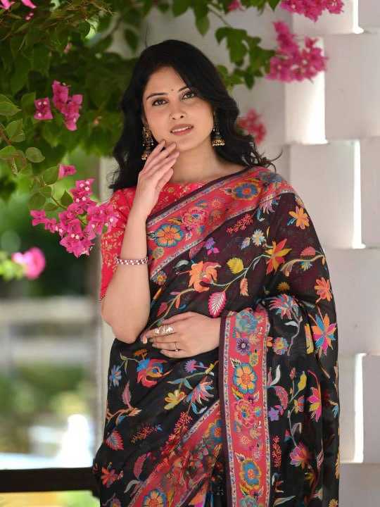 Stylish Banarasi Soft Silk Saree with Kashmiri Weaving