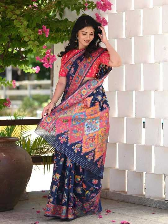 Stylish Banarasi Soft Silk Saree with Kashmiri Weaving