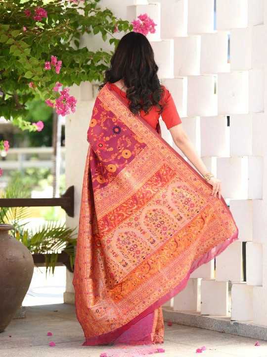 Traditional Banarasi Soft Silk Saree with Kashmiri Zari Weaving