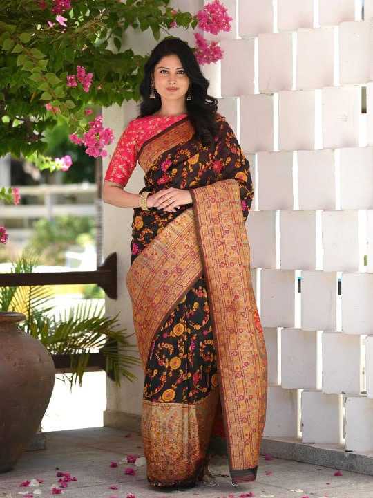 Traditional Banarasi Soft Silk Saree with Kashmiri Zari Weaving