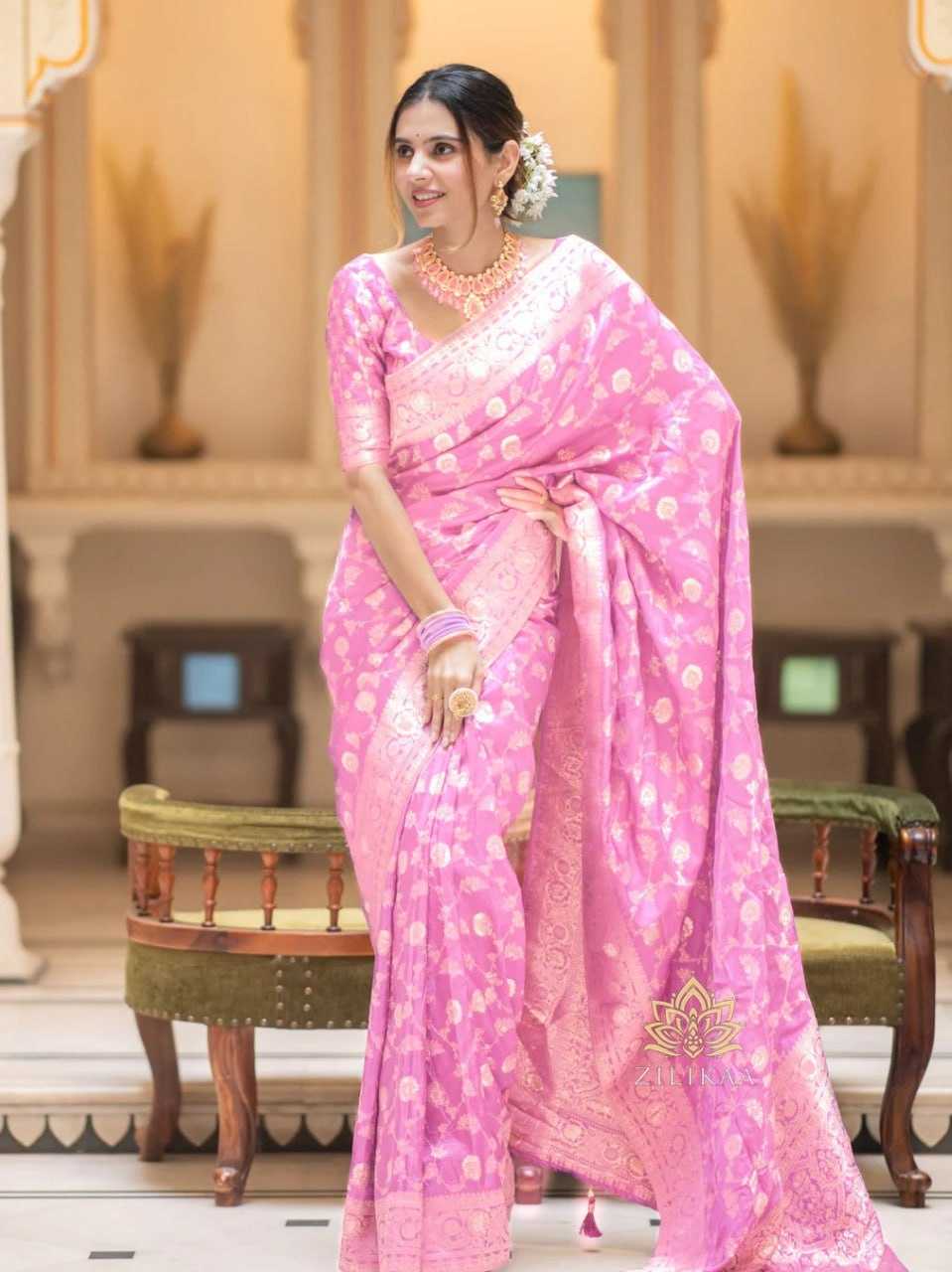 Elegant Banarasi Soft Silk Saree with heavy Brocade Work