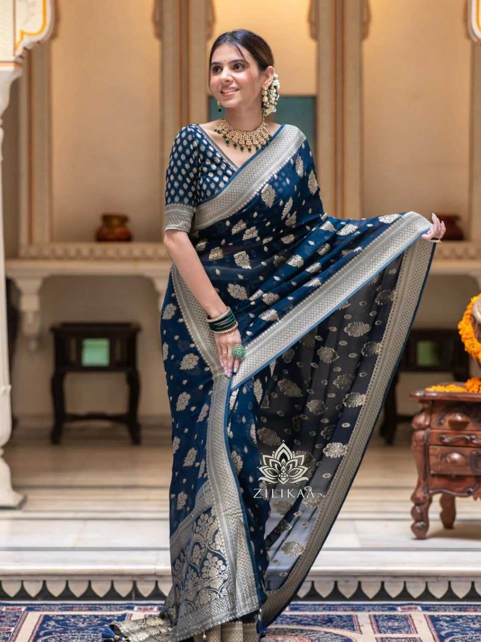 Traditional Banarasi Soft Silk Saree with Heavy Brocade Work