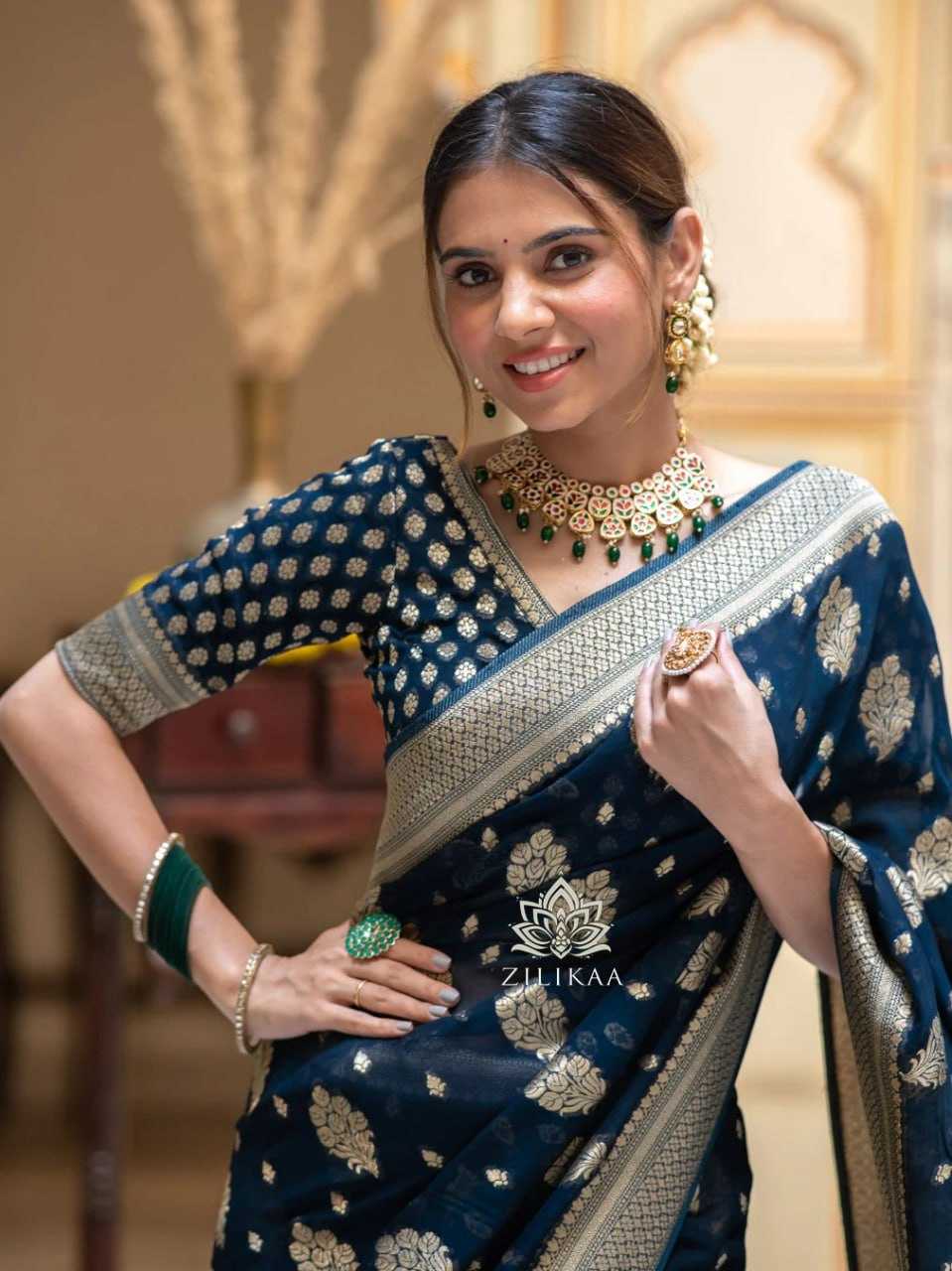 Traditional Banarasi Soft Silk Saree with Heavy Brocade Work