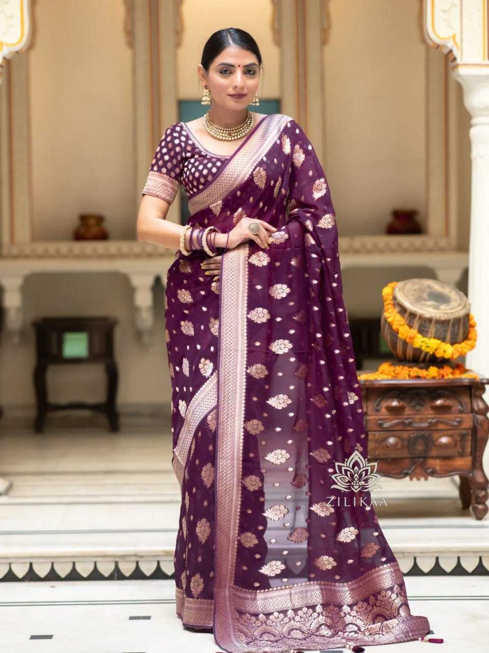 Traditional Banarasi Soft Silk Saree with Heavy Brocade Work