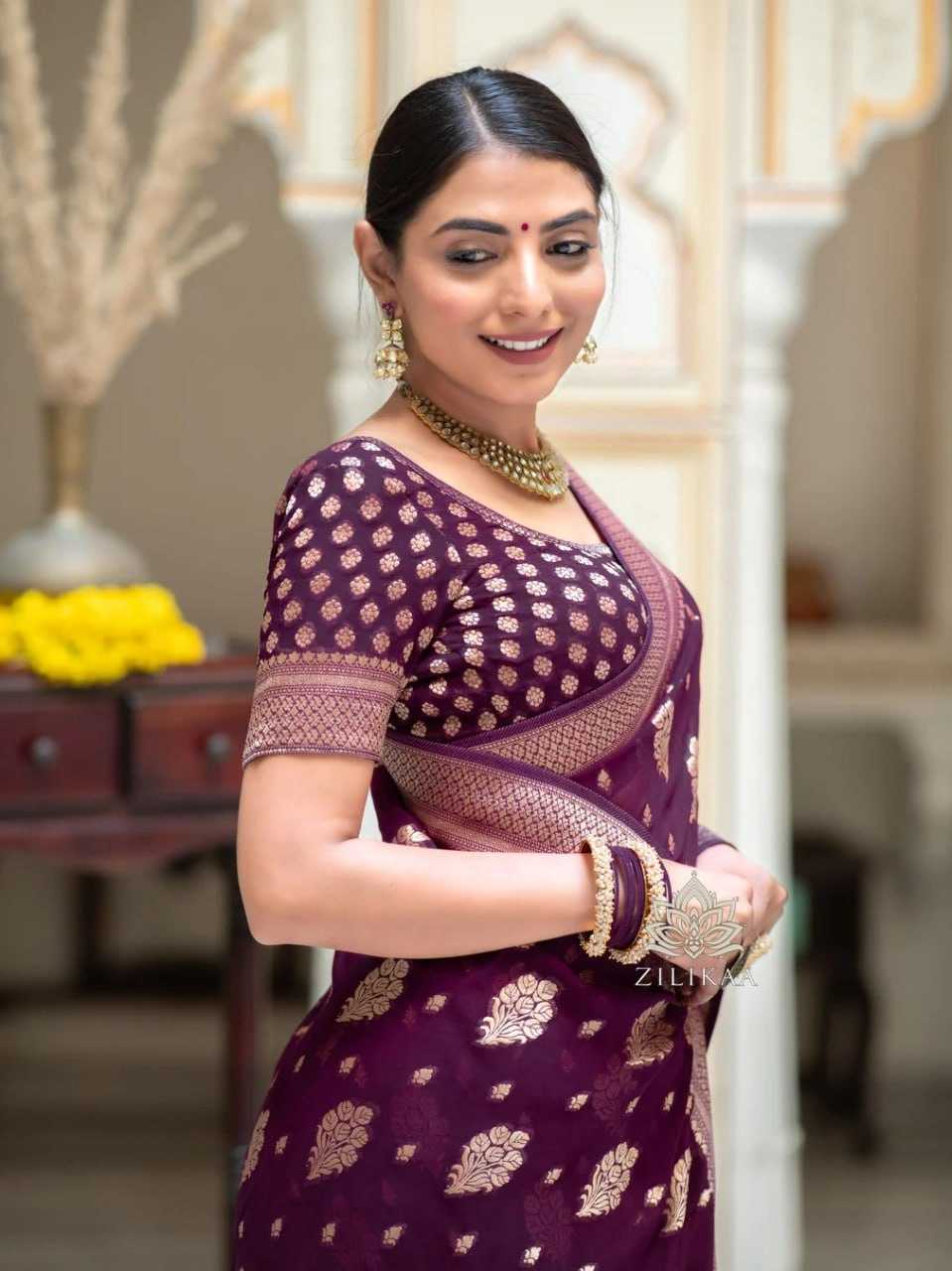 Traditional Banarasi Soft Silk Saree with Heavy Brocade Work