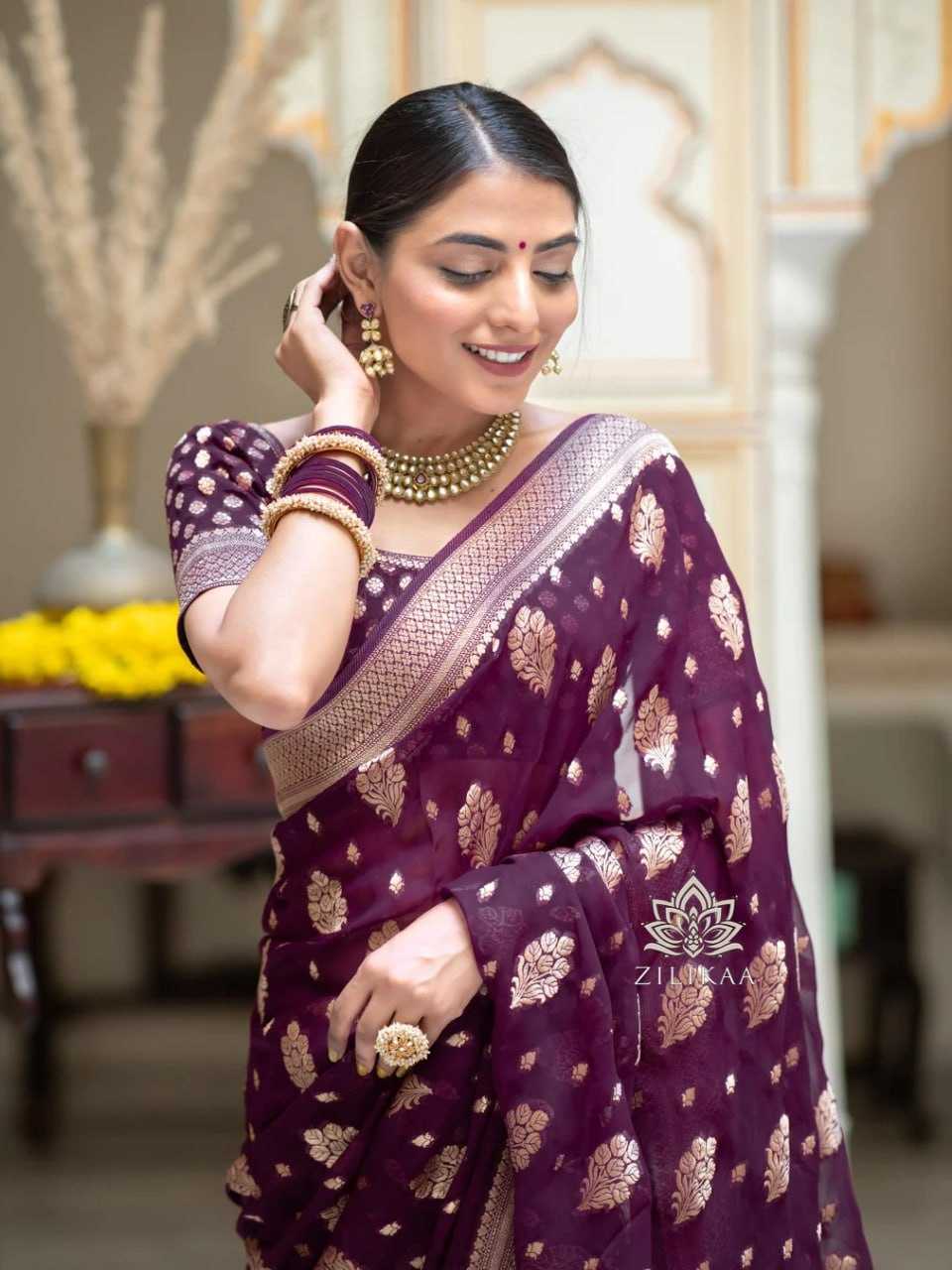 Traditional Banarasi Soft Silk Saree with Heavy Brocade Work