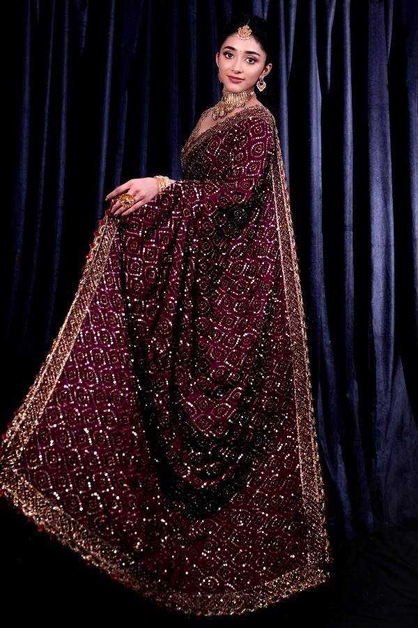 Red Functional Wear Georgette Saree