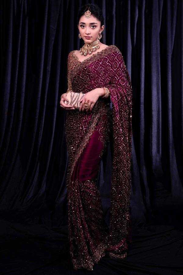 Red Functional Wear Georgette Saree