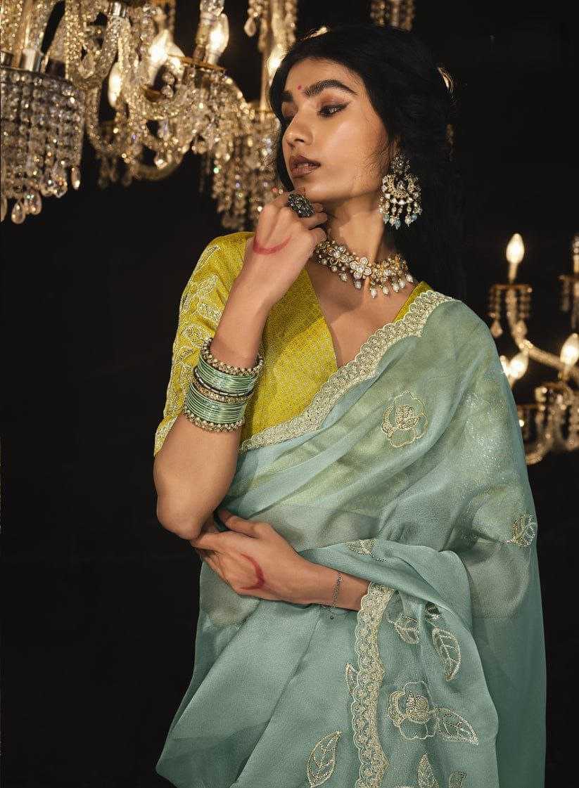 Elegant Organza Saree with Sequence Cutwork