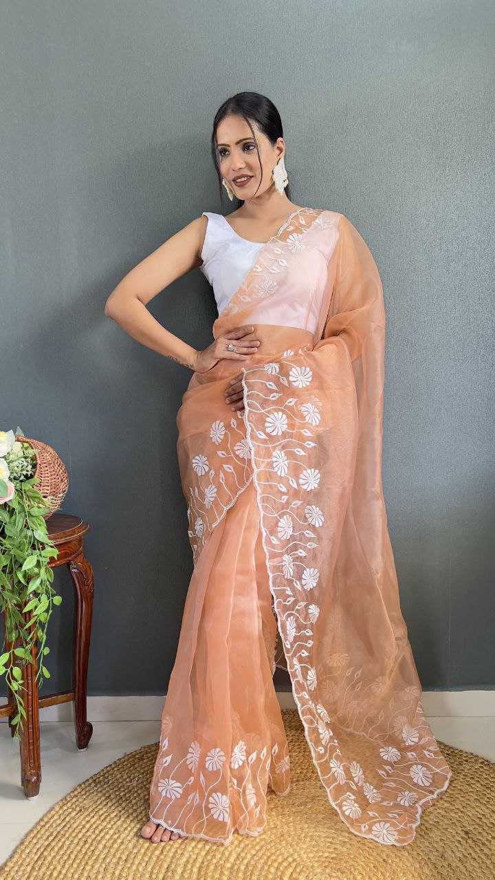Organza Saree with Embroidered Cutwork
