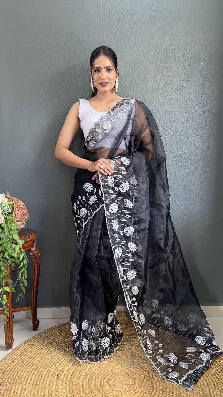 Organza Saree with Embroidered Cutwork