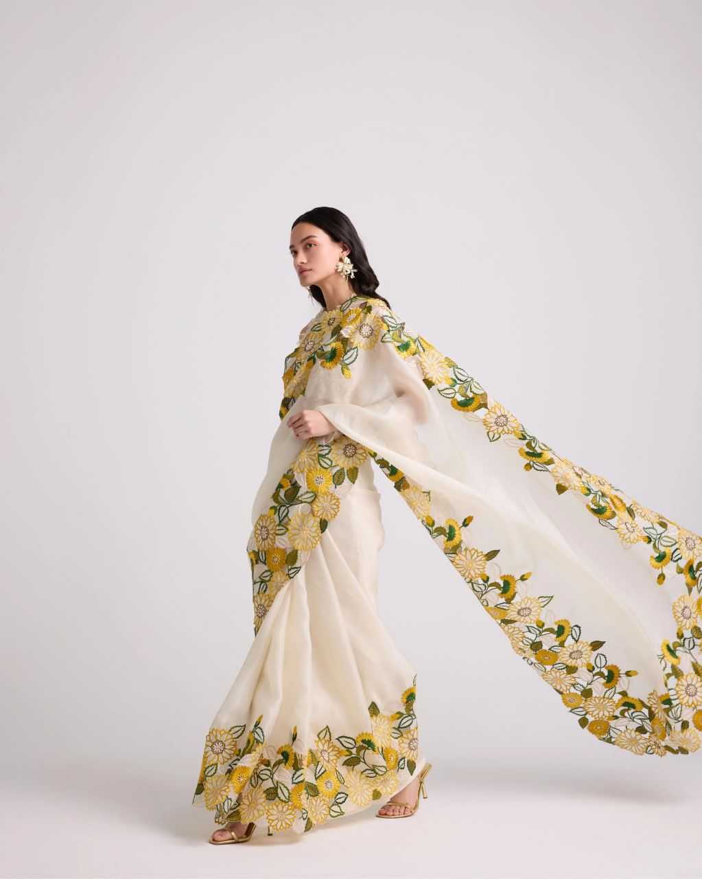 Classic White Soft Organza Saree