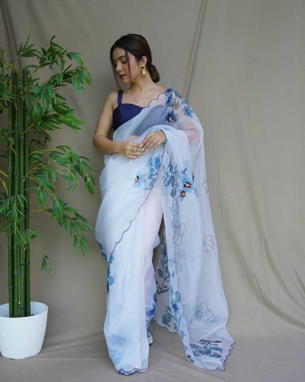 Organza Saree with Floral Design