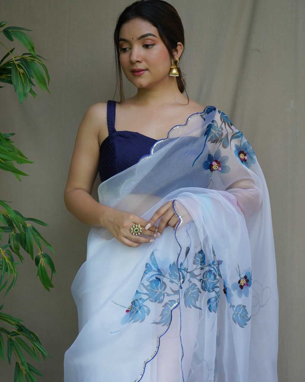 Organza Saree with Floral Design