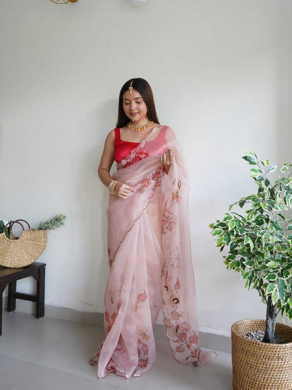 Organza Saree with Floral Design