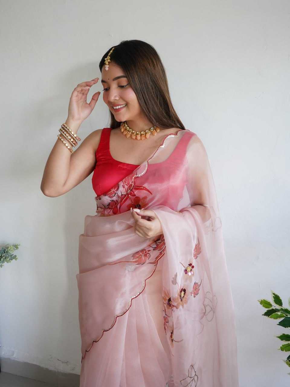 Organza Saree with Floral Design