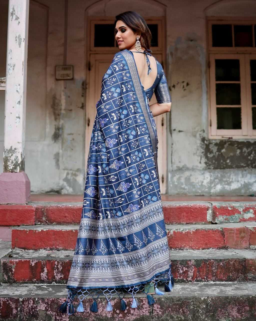 Pure Silk Saree with Square Cells Pattern