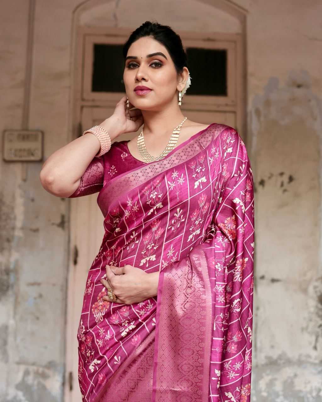 Pure Silk Saree with Square Cells Pattern