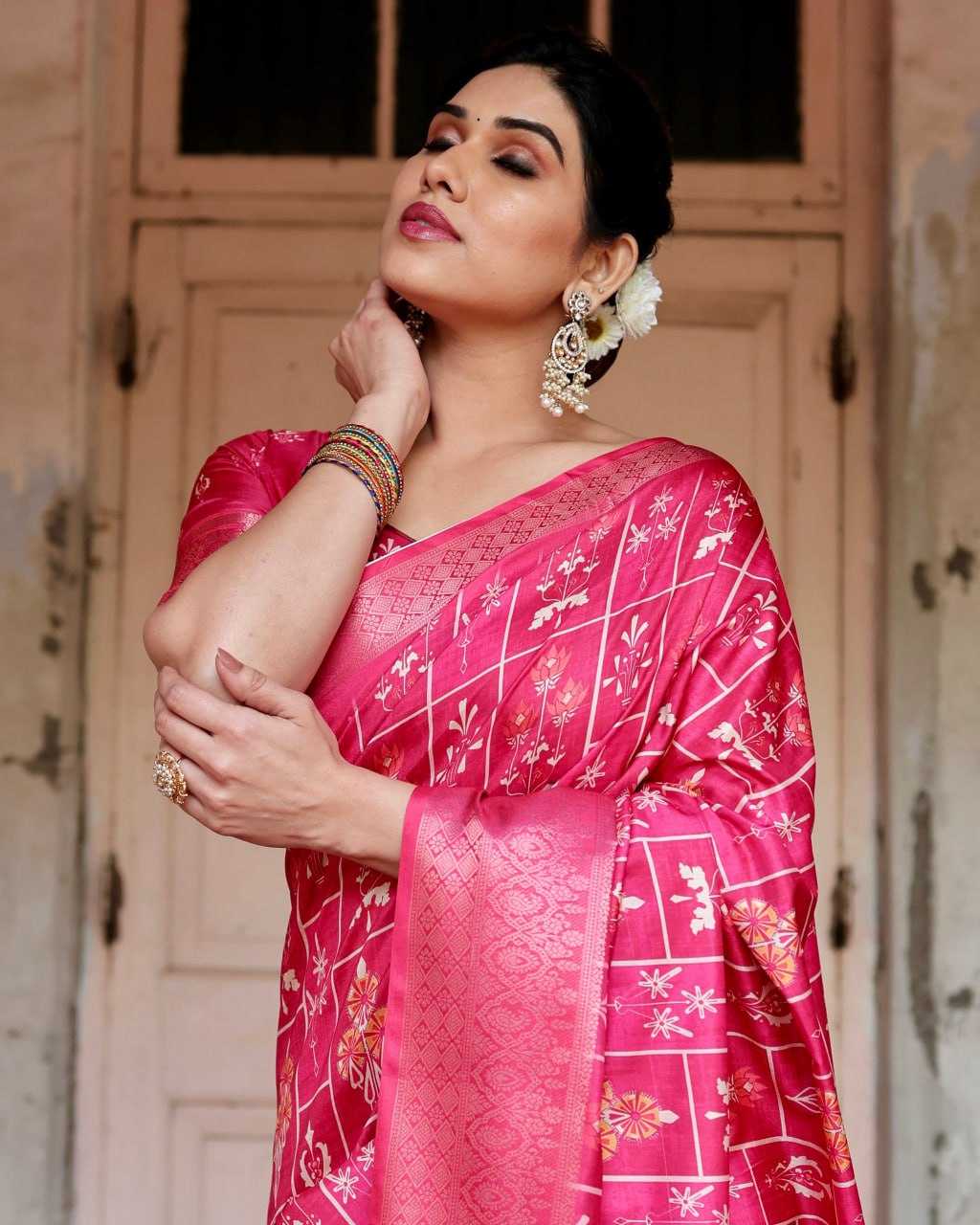 Pure Silk Saree with Square Cells Pattern