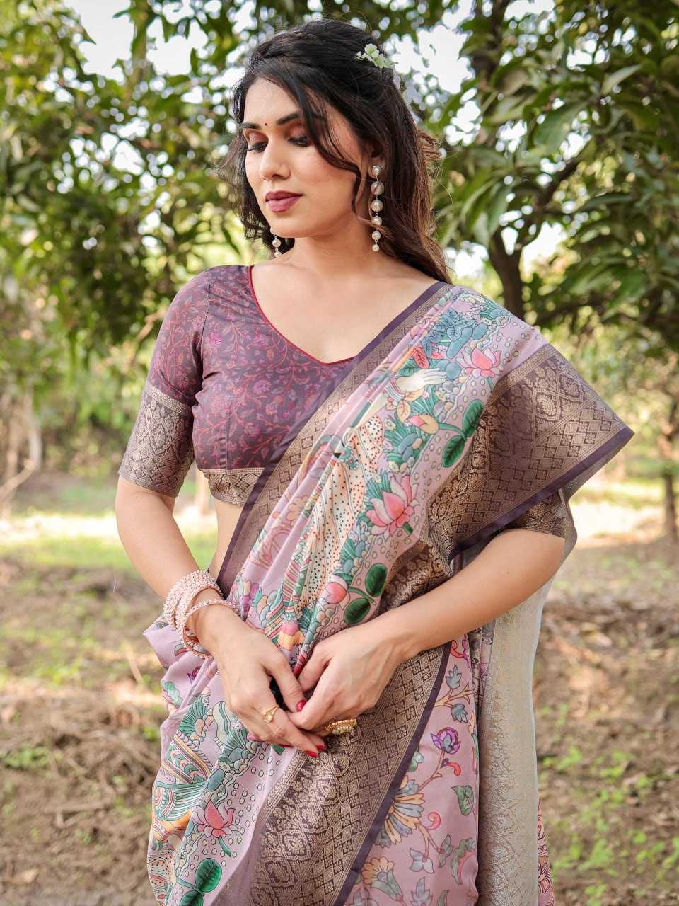 Multi Color Pure Silk Saree
