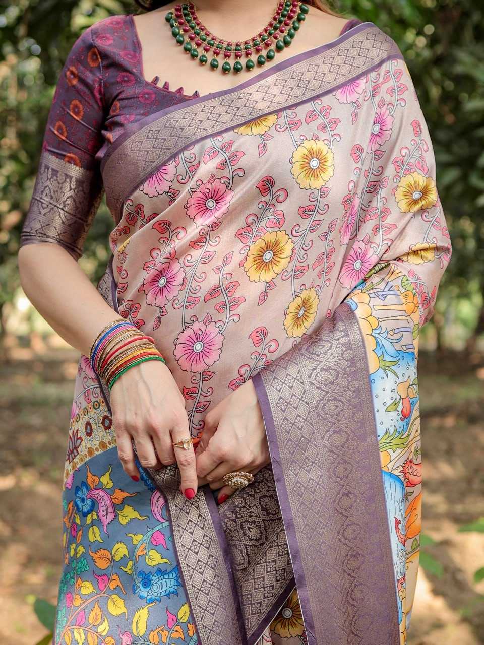 Stylish Pink Pure Silk Saree