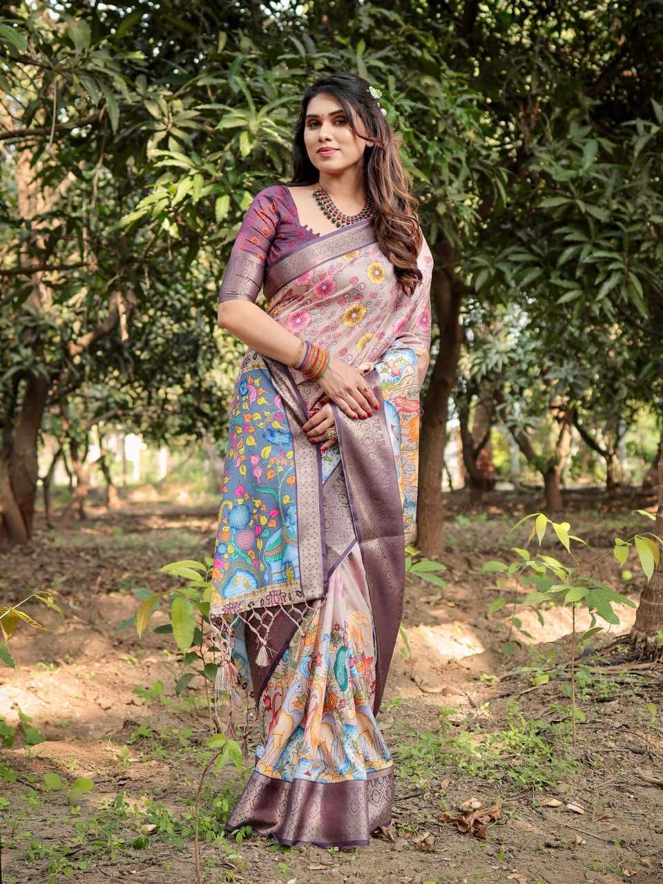 Stylish Pink Pure Silk Saree