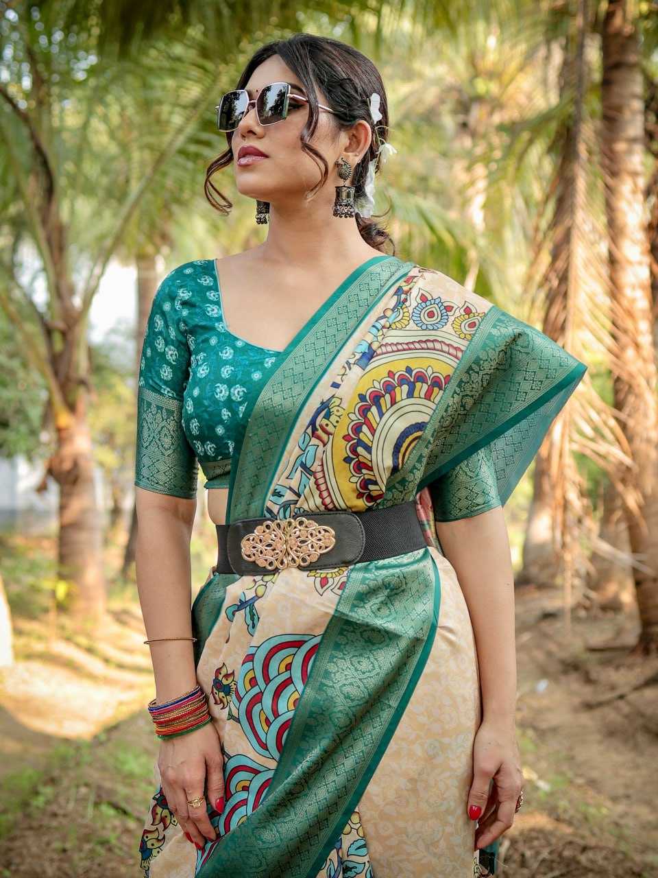 Traditional Cream Pure Silk Saree