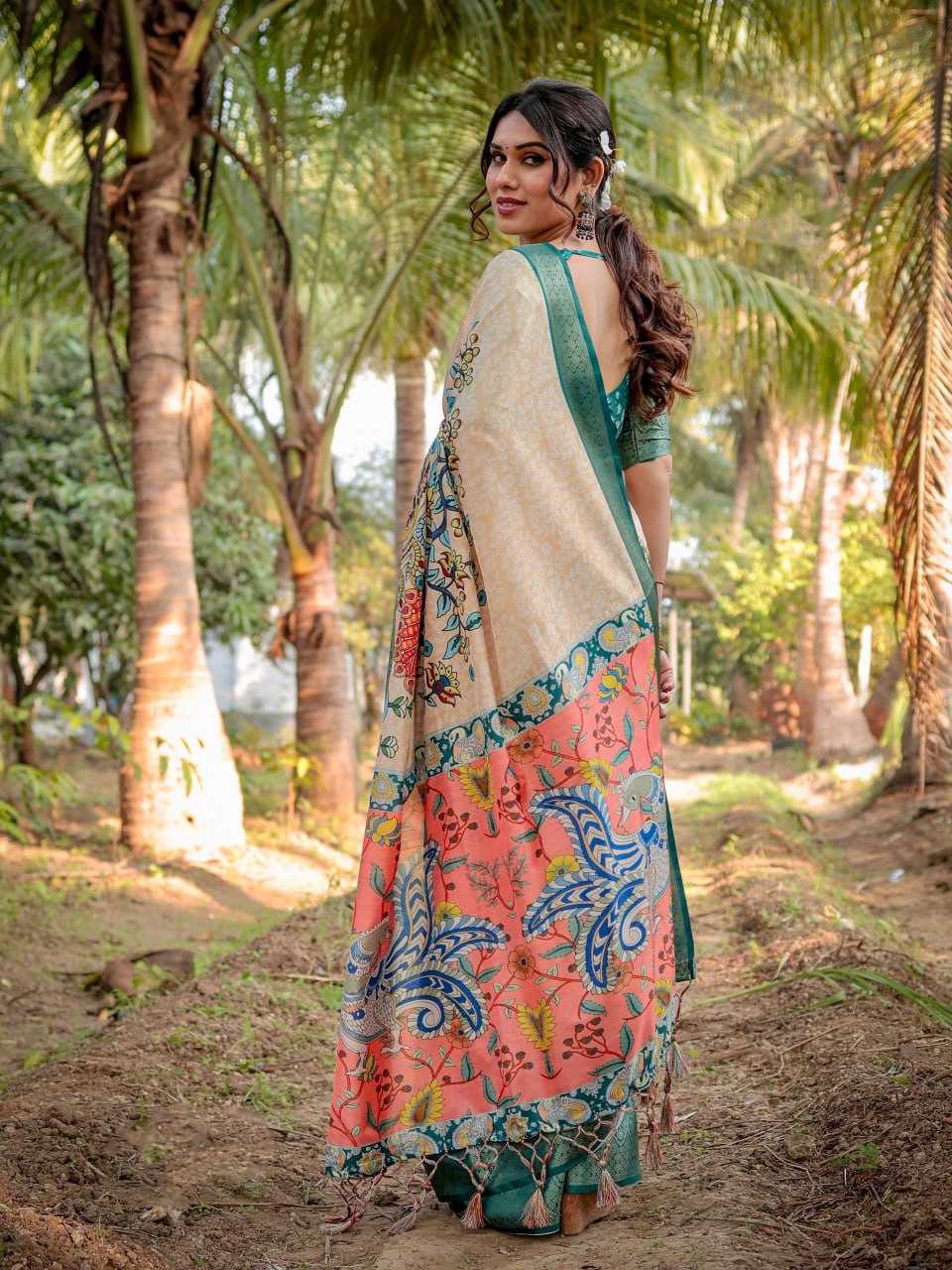 Traditional Cream Pure Silk Saree