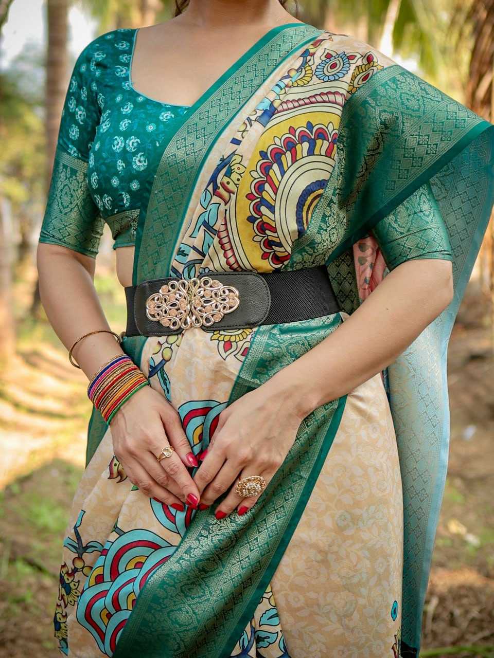Traditional Cream Pure Silk Saree
