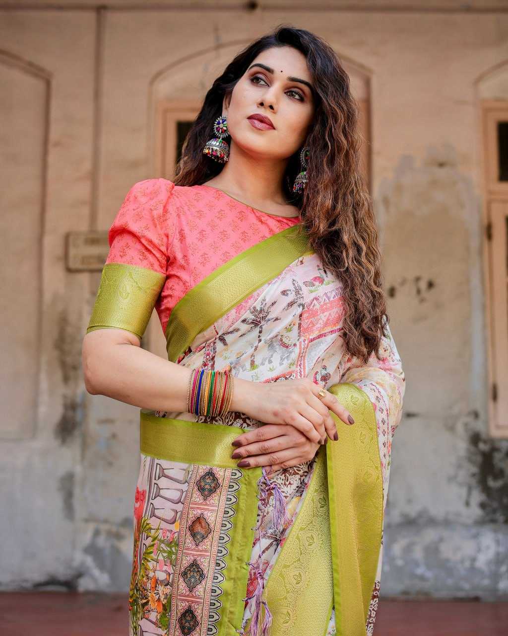 Elegant White Pure Silk Saree