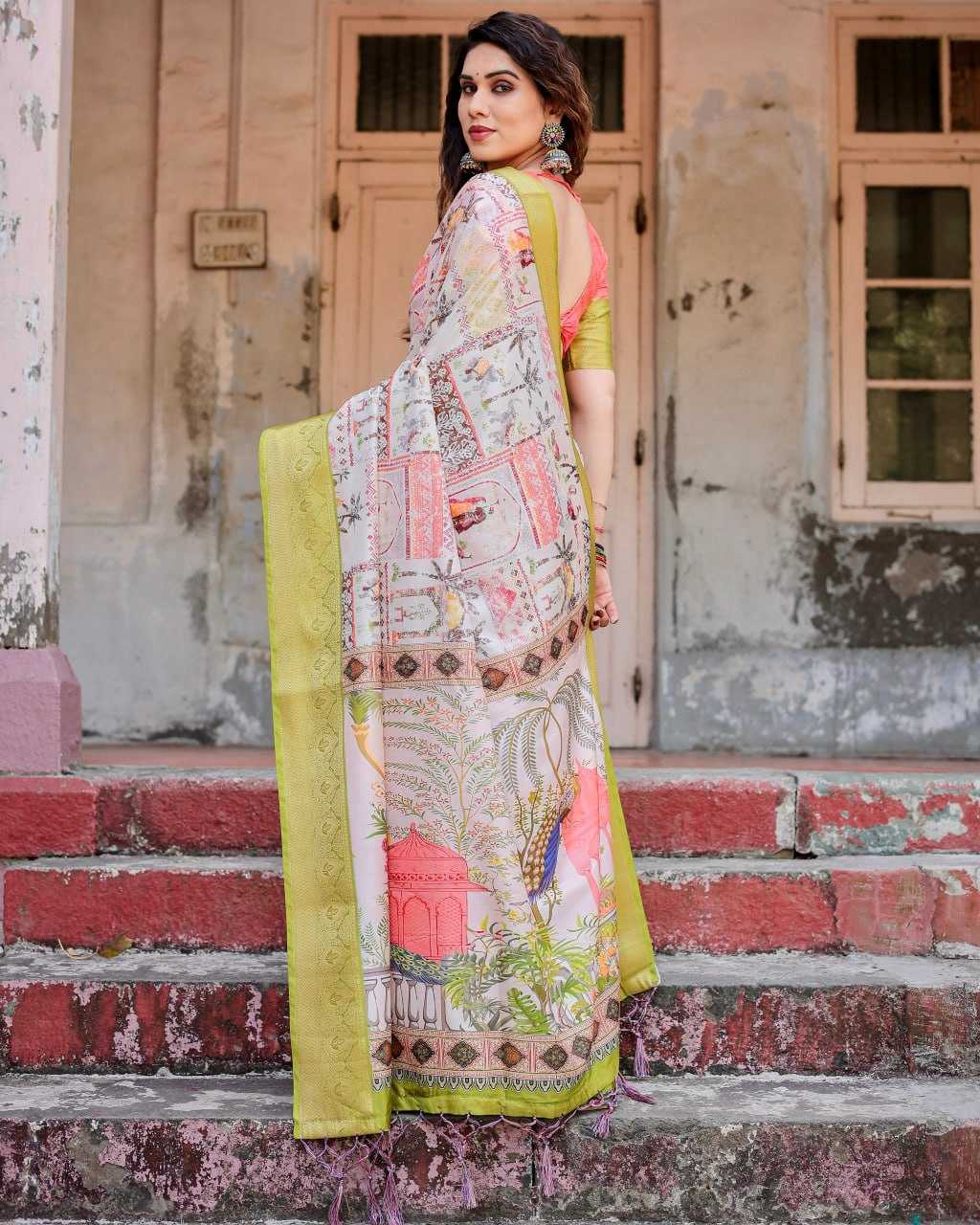 Elegant White Pure Silk Saree
