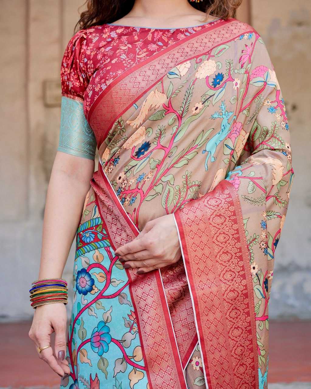 Stylish Multi Color Pure Silk Saree