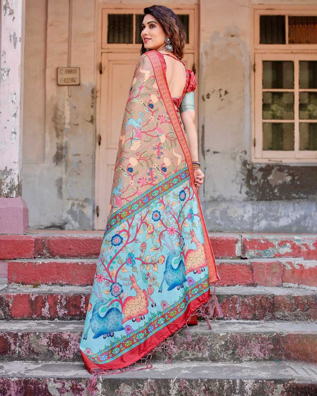 Stylish Multi Color Pure Silk Saree