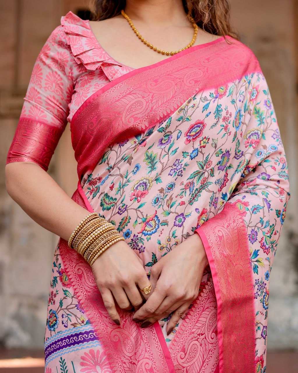 Stylish White Pure Silk Saree