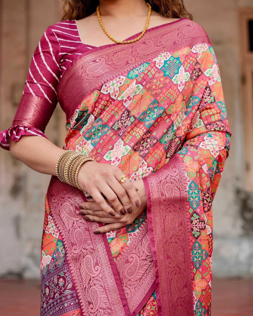 Pink Pure Silk Saree