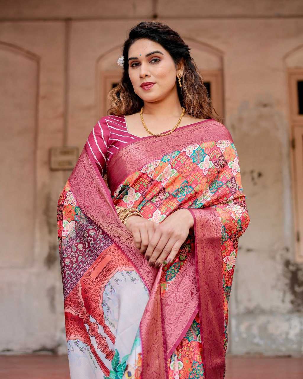 Pink Pure Silk Saree
