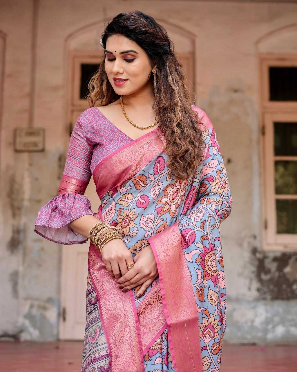 Multi Color Pure Silk Saree
