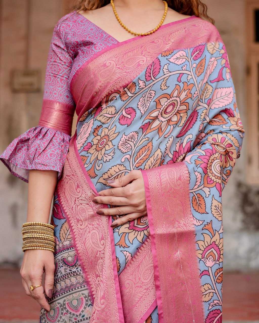 Multi Color Pure Silk Saree