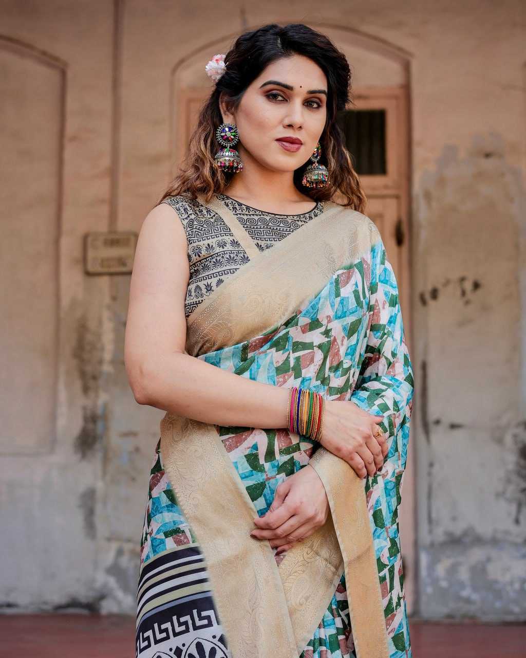 Sea Blue Pure Silk Saree
